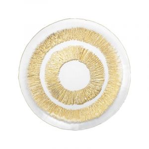 Assiette plate dorée en verre  - soleil