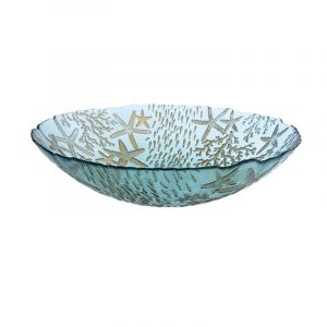 Saladier en verre bleu mer
