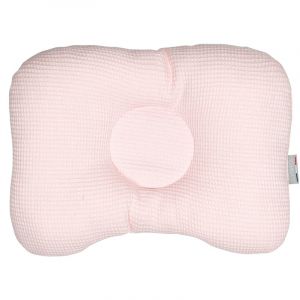 Coussin b&eacute;b&eacute; cale-t&ecirc;te ergonomique rose