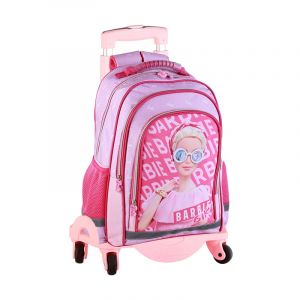 Barbie deluxe sac &agrave; dos primaire &agrave; double compartiment + chariot.