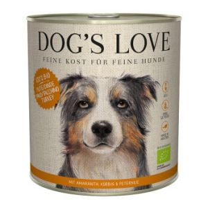 DOG'S LOVE Amour de Chien Nourriture Humide Chien, Adulte, Bio 6x800 g Dinde à l’amarante et au potiron