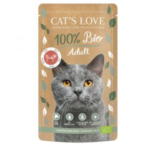 CAT'S LOVE Nourriture humide bio chat adulte en gelée Bœuf 24x100 g
