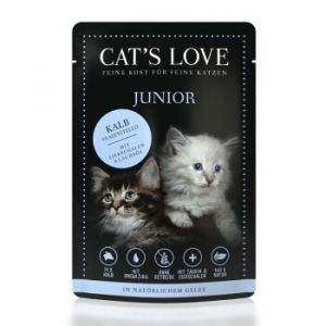CAT'S LOVE Nourriture pour chatons en gelée Veau, coquilles d’œufs, huile de saumon 48x85 g