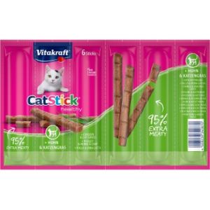 Vitakraft Cat-Stick mini 10 x 6 pièces Poulet et herbe aux chats