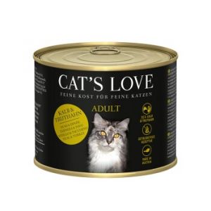 CAT'S LOVE Nourriture humide pour chat adulte Veau & dinde 12x200 g