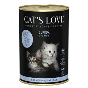 CAT'S LOVE Nourriture humide chat junior Veau 12x400 g