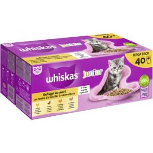 Whiskas Sachet de portion Multipack Mega Pack Junior Volaille Sélection en gelée 40 x 85 g