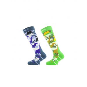 Chaussettes de ski sinner dino bleu et vert enfant 2 paires