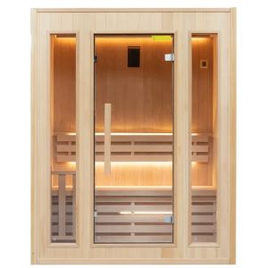 Sauna vapeur Zen 3 places LED Pack complet 4.5kW Black Wall France