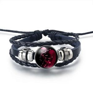 Bracelet Cuir Signe du Zodiaque 12 Constellations