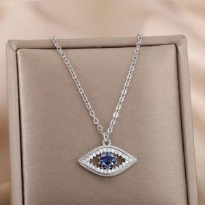 Collier Avec Pendentif Zircon Mauvais Oeil Bleu Turc
