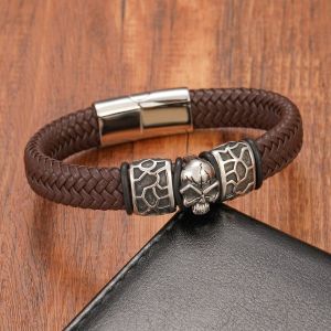 Bracelet T&ecirc;te de Mort en Cuir