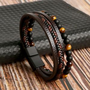 Bracelet Homme Oeil de Tigre en Cuir