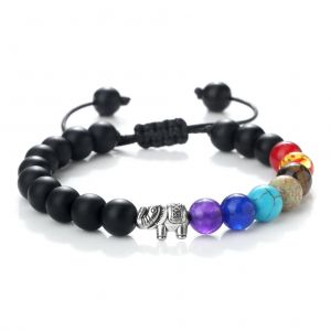 Bracelet en Pierres Naturelles et Eléphant 7 Chakras