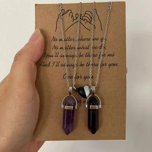 Lot de 2 Colliers avec Pendentif en Pierre pour Couple