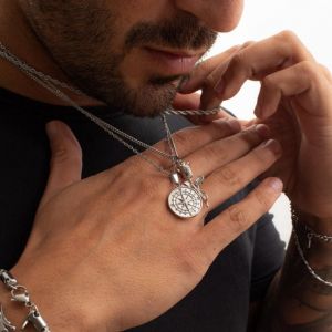 Collier Compas pour Homme Or & Argent