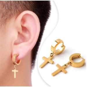 Boucles D'Oreilles Croix Homme Femme