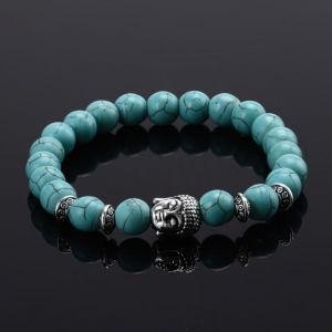 Bracelet Bouddha T&ecirc;te Argent Porte Bonheur