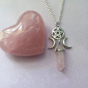 Collier Pendentif Triple Lune Sorcellerie Wiccan Femme Pentacle
