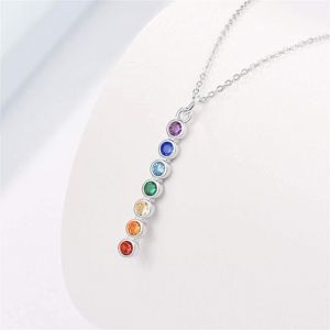 Collier Pendentif 7 Chakras Pierres Naturelles Cha&icirc;ne Homme Femme