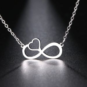 Collier Pendentif Femme Symbole Infini et Coeur