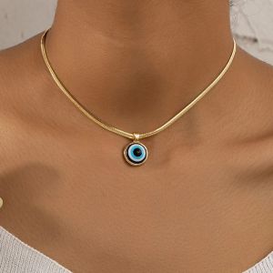 Collier Ras de Cou avec Pendentif Oeil Bleu