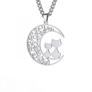 Collier Pendentif Lune de Chat