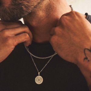 Collier Compas pour Homme Or & Argent