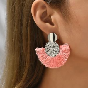 Boucles d'Oreilles Pendantes de Style Boh&ecirc;me en Eventail