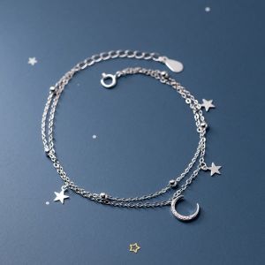 Bracelet Lune et Etoile Femme en Argent