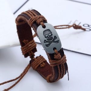 Bracelet en Cuir T&ecirc;te de Mort