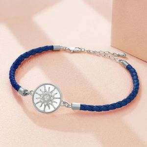 Bracelet Compas en Cuir Boussole Rose des Vents