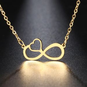 Collier Pendentif Femme Symbole Infini et Coeur
