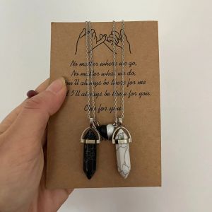 Lot de 2 Colliers avec Pendentif en Pierre pour Couple