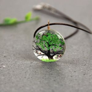 Collier avec Pendentif en Verre Souffl&eacute; Arbre de Vie