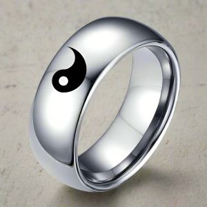 Bague Yin Yang couleur Argent / Noir