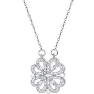 Collier Coeur Trèfle à 4 Feuilles Pendentif Porte Bonheur