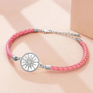Bracelet Compas en Cuir Boussole Rose des Vents