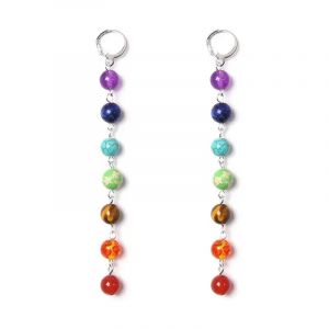 Boucles d'Oreilles Pendantes 7 Chakras Femme