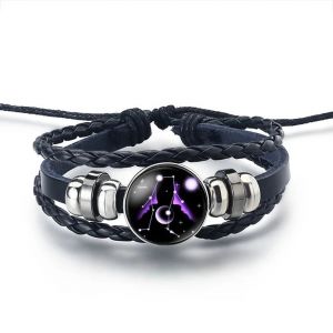Bracelet Cuir Signe du Zodiaque 12 Constellations