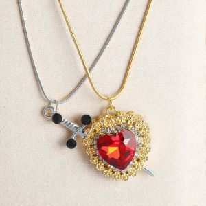 Colliers pour Couples Pendentif Coeur et Epée