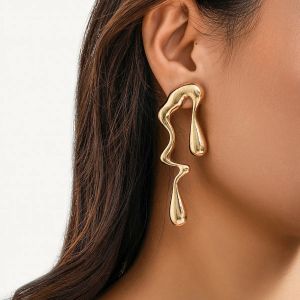 Boucles d'Oreilles Clou Goutte d'Eau Asym&eacute;trique
