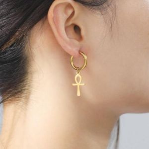 Boucles d'Oreilles Egyptiennes Croix D'Ankh Femme