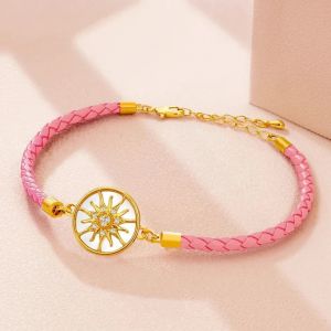 Bracelet Compas en Cuir Boussole Rose des Vents