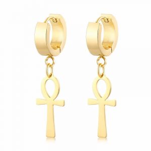 Boucles D'Oreilles Pendantes Style Egyptien Croix D'Ankh