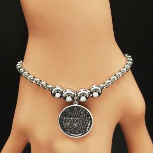 Bracelet Acier Pentacle Sorcellerie Wiccan