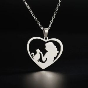 Collier Pendentif Chat & Maitresse