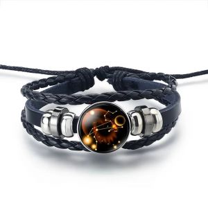 Bracelet Cuir Signe du Zodiaque 12 Constellations
