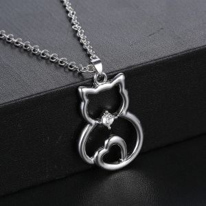 Pendentif Chat Argent avec Zircon