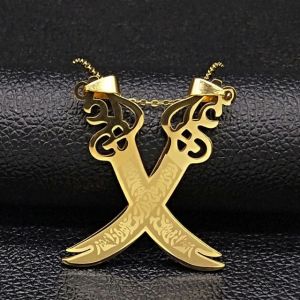 Collier Pendentif Islam Musulman Epée d'Ali Zulfikar